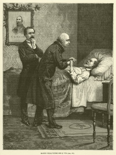 Mazzini Nelle Ultime Ore di Vita (gravure) door Italian School