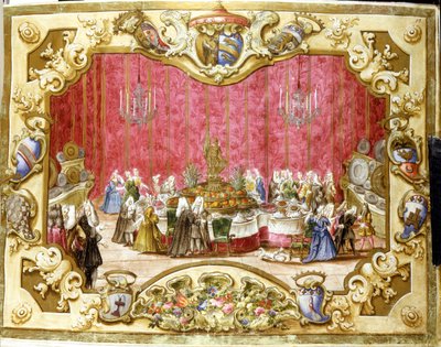 Maaltijd ter ere van de gonfaloniere Zambeccari voor de inzet van de rechterlijke macht. 1720. Bologna, Archivio di stato. door Italian School