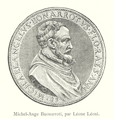 Michelangelo Buonarroti, door Leone Leoni (gravure) door Italian School