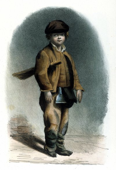 Milanese beroep: een schoorsteenveger. Gravure uit 1830 Locarno. door Italian School