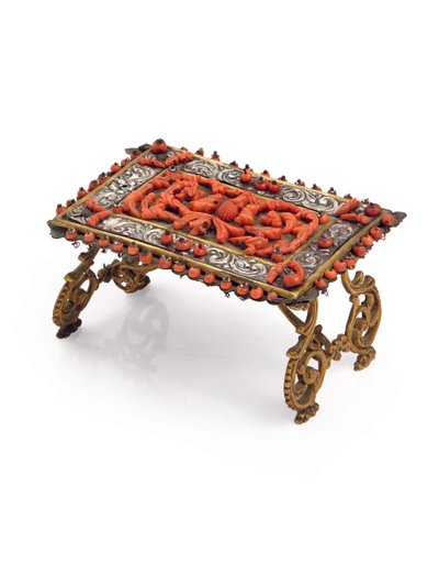 Miniatuur poppenhuis tafel, Trapani, tweede helft van de 17e eeuw door Italian School