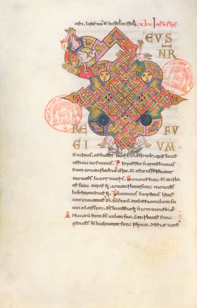 Ms 364 Letter D (Deus) Initiaal uit het Brevier van Monte Cassino door Italian School