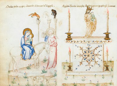 Ms 43-1950 fol.3v De Vlucht naar Egypte, uit Speculum Humanae Salvationis door Italian School