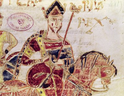 Ms 4 Lotharius I (ca. 795-855) op zijn paard door Italian School