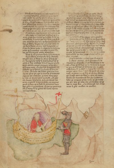 Het Witte Schip komt om Percival te redden, uit de Queste del Saint Graal, ca. 1380-85 door Italian School