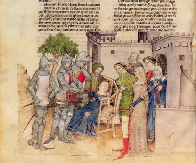 De dood van Percivals zus, uit de Queste del Saint Graal, ca. 1380-85 door Italian School