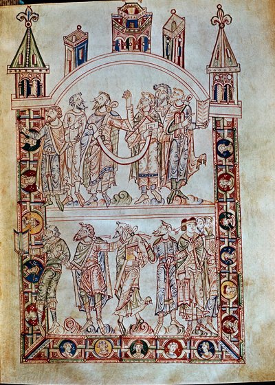 Discipelen van St. Augustinus, uit De Civitate Dei door Italian School