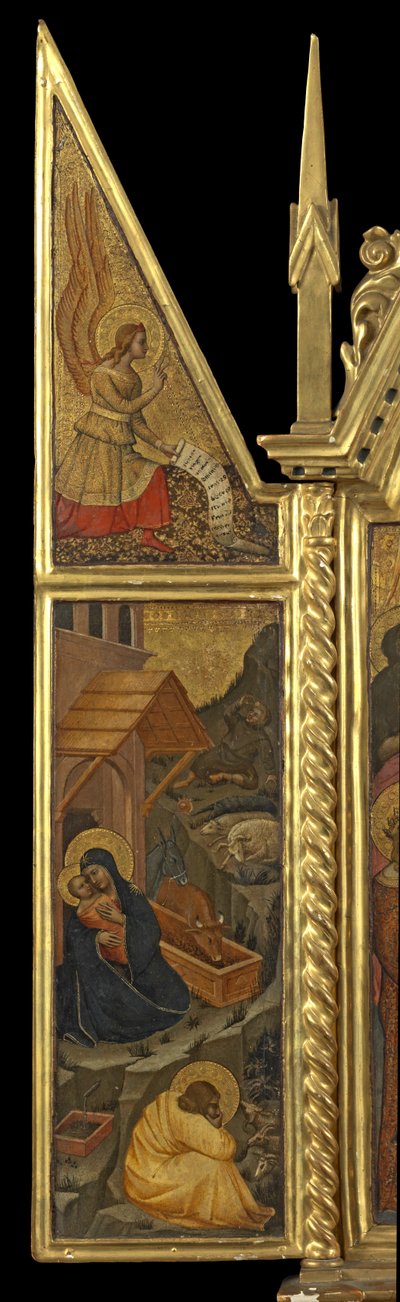 Geboorte met Engel van de Aankondiging - boven (linker paneel) door Italian School