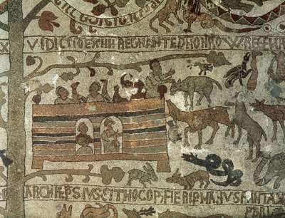 De Ark van Noach, 1166 (mozaïek) door Italian School