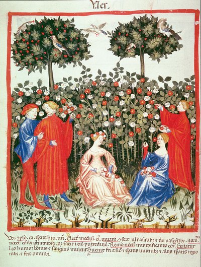 Lente: Het verzamelen van bloemen, uit Tacuinum Sanitatis door Italian School