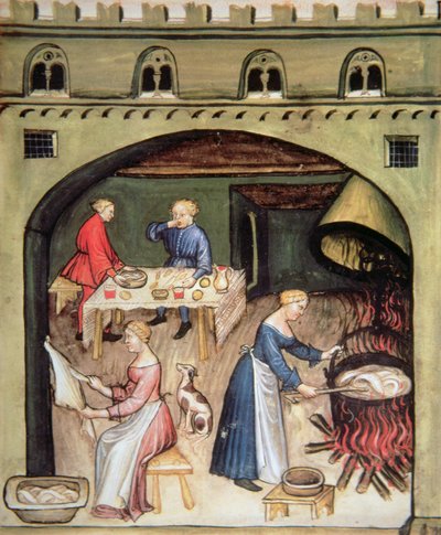 Huiselijke voorbereiding, uit Tacuinum Sanitatis door Italian School