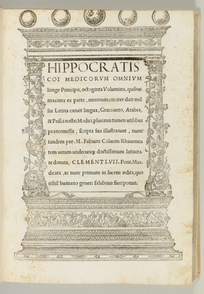 Octoginta volumina, het Hippocratische corpus vertaald van Grieks naar Latijn door Marcus Fabius Calvus (c.1440-1527), Rome: Franciscus Minutius Calvus door Italian School