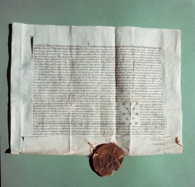 Officieel document van keizer Karel IV (1316-1378) waarin de Universiteit van Siena (Universita di Siena) officieel wordt gecertificeerd als het General Studium door Italian School