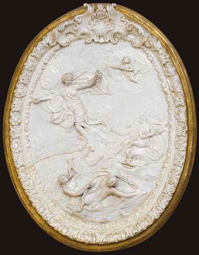 Een van een serie van vier Doccia gevormde ovale plaquettes, midden 18e eeuw door Italian School