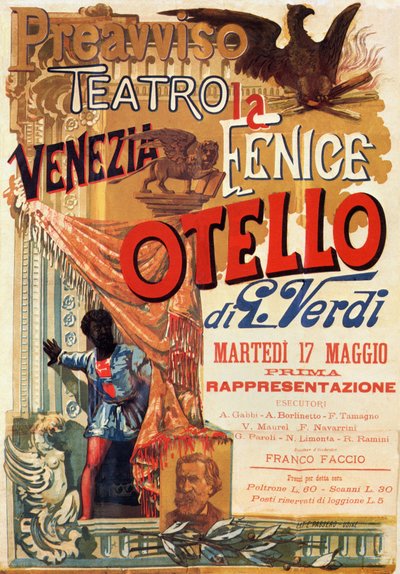Otello: Poster voor de eerste uitvoering van Verdi