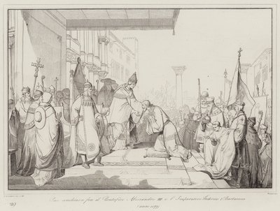 Vrede gesloten tussen Paus Alexander III en Keizer Frederik I Barbarossa door Italian School