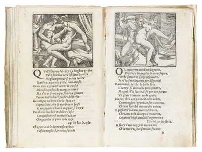Pagina uit "Sonetti Lussuriosi" door Pietro Aretino, geïllustreerd door Giulio Romano en gegraveerd door Marcantonio Raimondi, gepubliceerd Venetië, ca. 1527 door Italian School