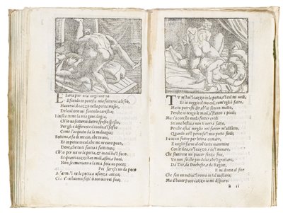 Pagina uit "Sonetti Lussuriosi" door Pietro Aretino, geïllustreerd door Giulio Romano en gegraveerd door Marcantonio Raimondi, gepubliceerd Venetië, ca. 1527 door Italian School