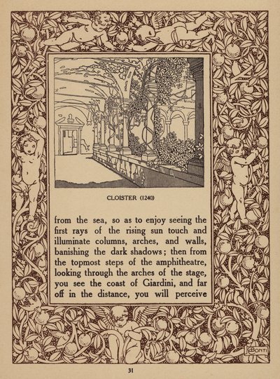 Pagina uit brochure voor San Domenico Palace Hotel, Taormina (litho) door Italian School