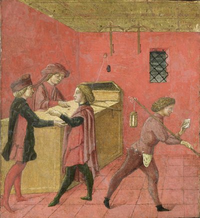 Betaling van salarissen aan de nachtwakers in de Camera del Comune van Siena, 1440-60 door Italian School