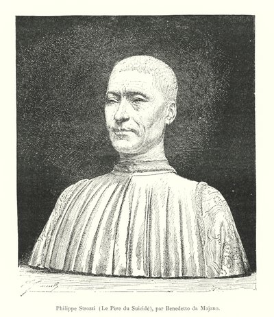 Filippo Strozzi, De Vader van de Zelfmoord, door Benedetto da Majano (gravure) door Italian School