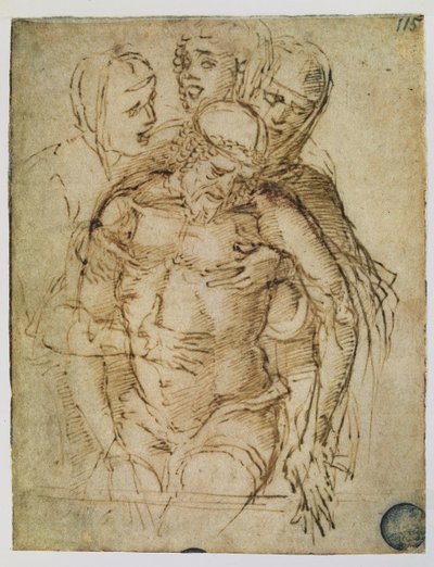 Pieta, toegeschreven aan Giovanni Bellini of Andrea Mantegna door Italian School