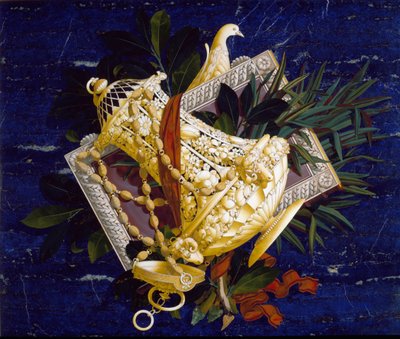 Kan en bladeren (marqueterie van ingelegd marmer) door Italian School