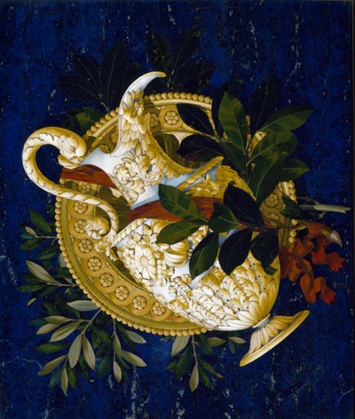 Kan en bladeren (marqueterie van ingelegd marmer) door Italian School