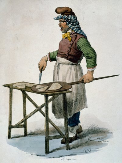 Pizzabakker, ca 1820 door Italian School