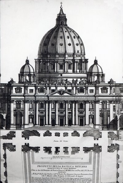 Plan van St. Pieter, Rome, gegraveerd door Alessandro Specchi door Italian School