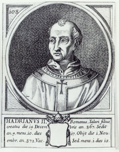 Paus Adrianus II door Italian School