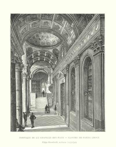 Portiek van de Kapel van de Pazzi, Klooster van Santa Croce, Filippo Brunelleschi, architect door Italian School