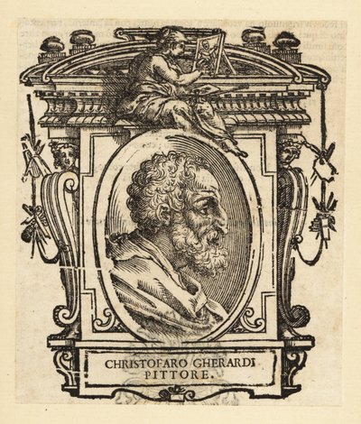 Portret van Cristofano Gherardi of Cristoforo Gherardi, ook bekend als il Doceno, Italiaanse schilder van de late Renaissance of Maniëristische periode, voornamelijk actief in Florence en Toscane door Italian School