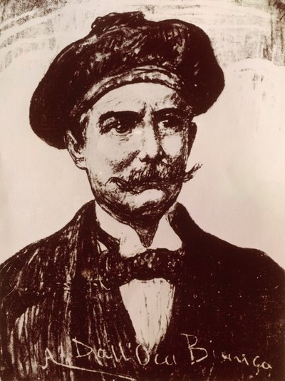 Portret van Emilio Salgari (litho) door Italian School
