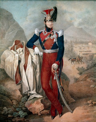 Portret van Ferdinand II (Ferdinando Carlo) (1810-1859), Koning van de Twee Siciliën Anonieme aquarel. 19e eeuw Museo Nazionale di San Martino Napels door Italian School