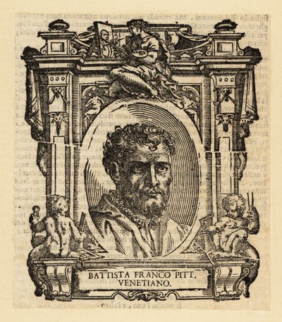 Portret van Giovanni Battista Franco, Italiaanse maniëristische schilder en etser actief in Rome, Urbino en Venetië in de mid-16e eeuw door Italian School