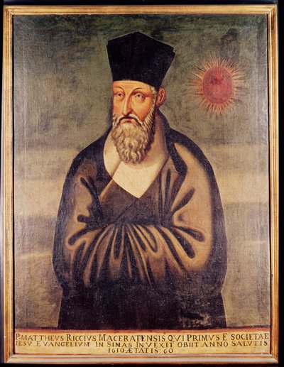 Portret van Matteo Ricci (1552-1610) Italiaanse missionaris, oprichter van de Jezuïetenmissie in China door Italian School
