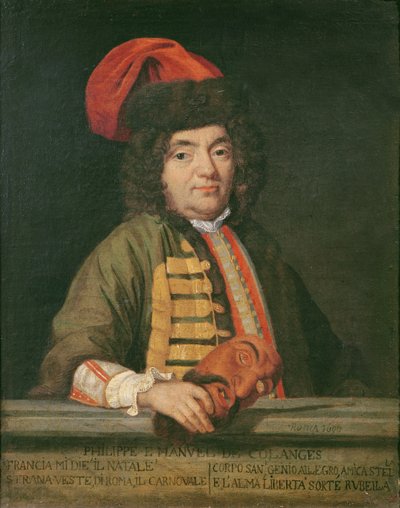 Portret van Philippe Emmanuel de Coulanges gekleed voor carnaval door Italian School