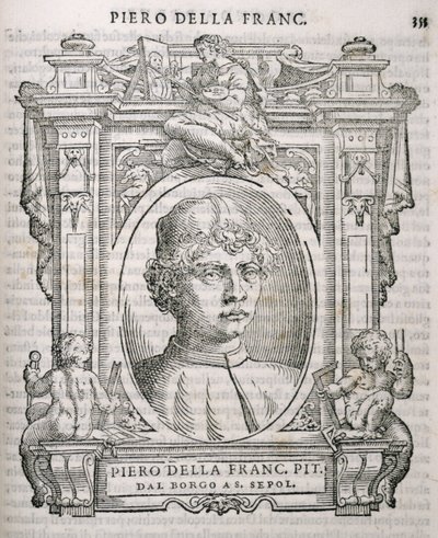 Portret van Piero dell Francesca (1415-92) uit Vasaris Levens van de Kunstenaars, voor het eerst gepubliceerd in 1550 door Italian School