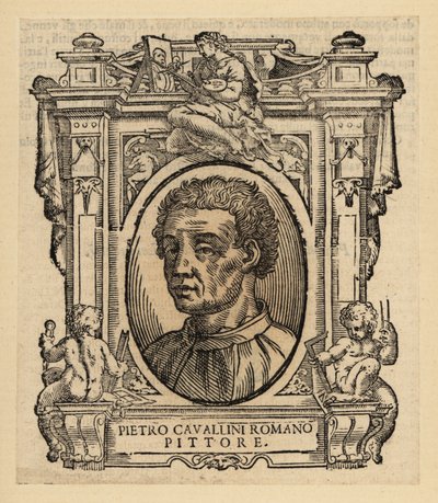 Portret van Pietro Cavallini, Italiaanse schilder en mozaïekontwerper van de late Middeleeuwen door Italian School
