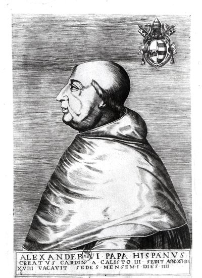 Portret van Paus Alexander VI (1492-1503) 16e-17e eeuw door Italian School