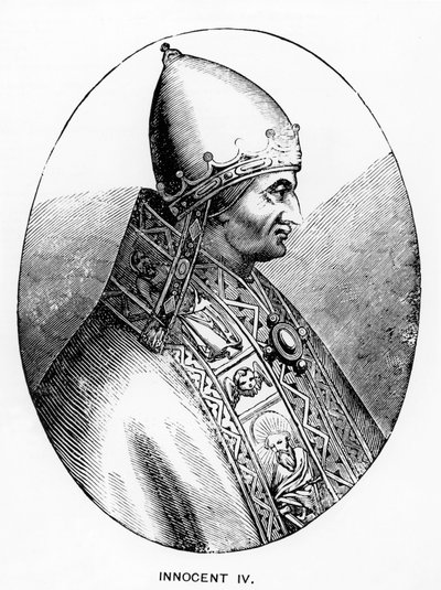 Portret van paus Innocentius IV (overleden 1254) illustratie uit Science and Literature in the Middle Ages and Renaissance, geschreven en gegraveerd door Paul Lacroix, 1878 door Italian School