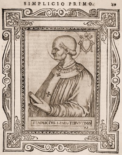 Portret van Paus Simplicius, ca. 1760 (gravure) door Italian School