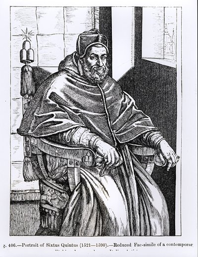 Portret van paus Sixtus V (1520-90), illustratie uit 