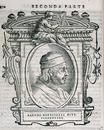 Portret van Sandro Botticelli (14445-1510) uit Vasaris Levens van de Kunstenaars, voor het eerst gepubliceerd in 1550 door Italian School