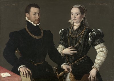 Portret van een echtpaar door Italian School