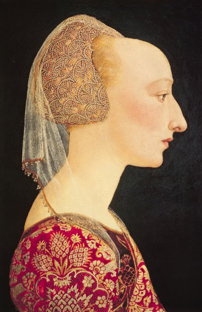 Portret van een Dame in Rood door Italian School