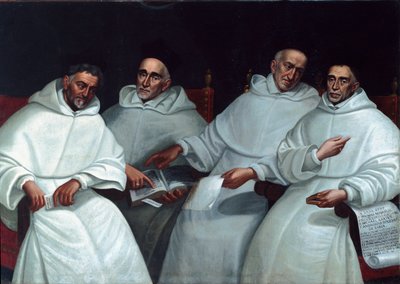Portret van inquisiteurs Michele Sasso, Tommaso Novaro, Vincenzo Reghezza, Ambrogio Roggeri door Italian School