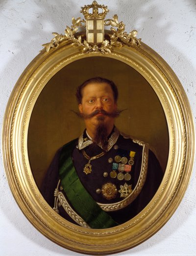 Portret van de koning van Italië Vittorio Emanuele II (Victor Emmanuel) (1820-1870) door Italian School