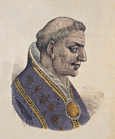 Portret van paus Sisinnius (708) door Italian School